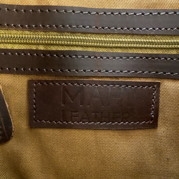 Leather Weekender Mahi Columbus Brown Tote Bag New Shoulder Strap - Picture 7 of 16